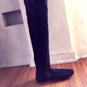 All Black Vero Cuoio Suede Over the Knee Boots
